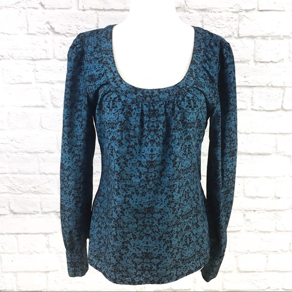 Tulle Peasant Sleeve Button Back Blouse Sz Small - Picture 1 of 8